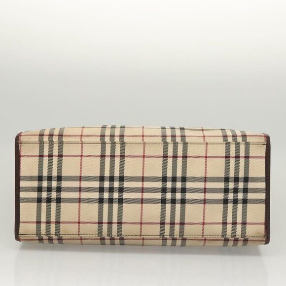 BURBERRY Nova Check Tote Bag Nylon Beige Silver Auth 126392 - Picture 6 of 16